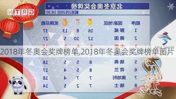 2018年冬奥会奖牌榜单,2018年冬奥会奖牌榜单图片