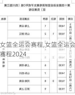 女篮全运会赛程,女篮全运会赛程2024