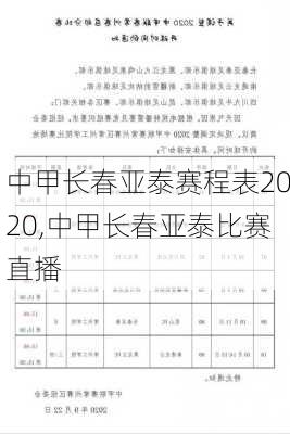 中甲长春亚泰赛程表2020,中甲长春亚泰比赛直播