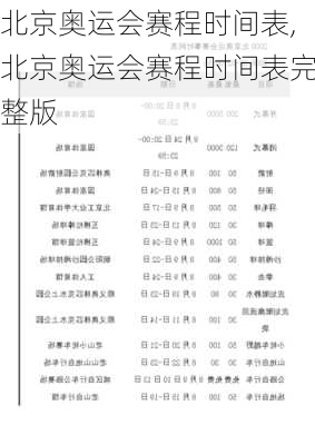 北京奥运会赛程时间表,北京奥运会赛程时间表完整版