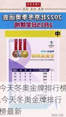 今天冬奥金牌排行榜,今天冬奥金牌排行榜最新