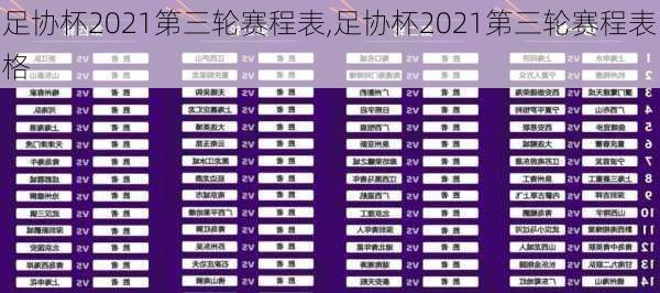 足协杯2021第三轮赛程表,足协杯2021第三轮赛程表格