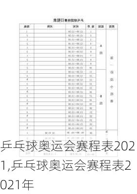 乒乓球奥运会赛程表2021,乒乓球奥运会赛程表2021年