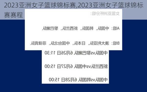 2023亚洲女子篮球锦标赛,2023亚洲女子篮球锦标赛赛程