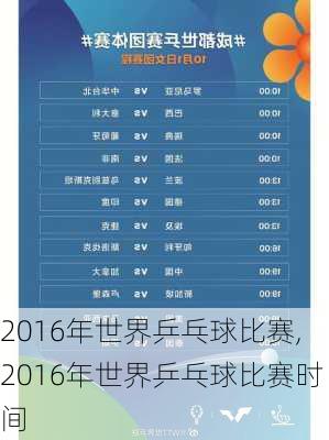 2016年世界乒乓球比赛,2016年世界乒乓球比赛时间