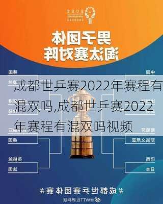 成都世乒赛2022年赛程有混双吗,成都世乒赛2022年赛程有混双吗视频