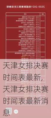 天津女排决赛时间表最新,天津女排决赛时间表最新消息