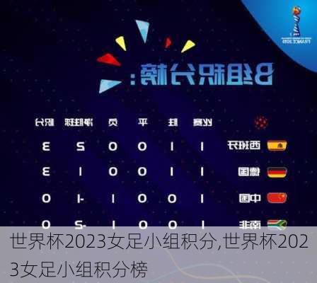 世界杯2023女足小组积分,世界杯2023女足小组积分榜