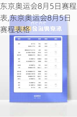 东京奥运会8月5日赛程表,东京奥运会8月5日赛程表格