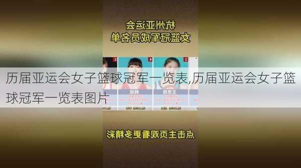 历届亚运会女子篮球冠军一览表,历届亚运会女子篮球冠军一览表图片