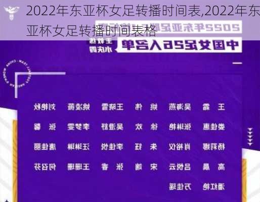 2022年东亚杯女足转播时间表,2022年东亚杯女足转播时间表格