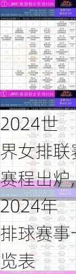 2024世界女排联赛赛程出炉,2024年排球赛事一览表