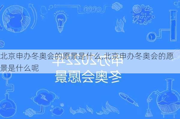 北京申办冬奥会的愿景是什么,北京申办冬奥会的愿景是什么呢