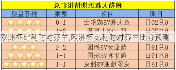 欧洲杯比利时对芬兰,欧洲杯比利时对芬兰比分预测