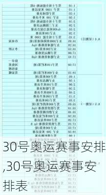 30号奥运赛事安排,30号奥运赛事安排表