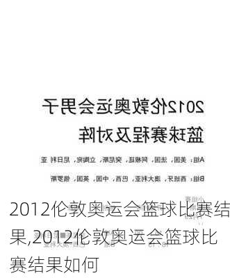 2012伦敦奥运会篮球比赛结果,2012伦敦奥运会篮球比赛结果如何