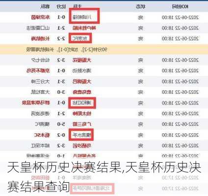 天皇杯历史决赛结果,天皇杯历史决赛结果查询