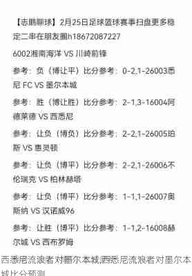 西悉尼流浪者对墨尔本城,西悉尼流浪者对墨尔本城比分预测